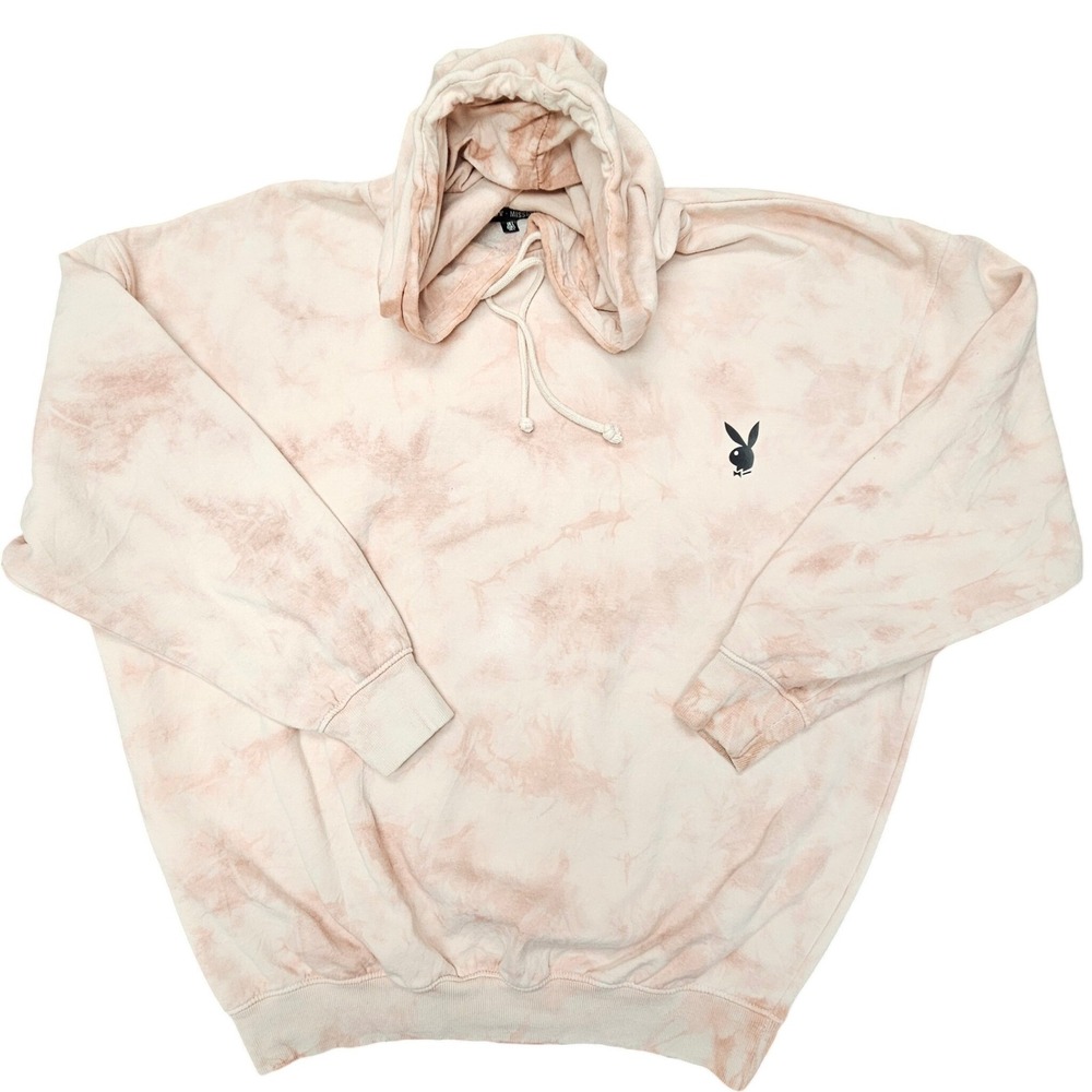 Playboy Missguided Hoodie Womens Large Peach Tie‎ Dye Bunny Logo Streetwear